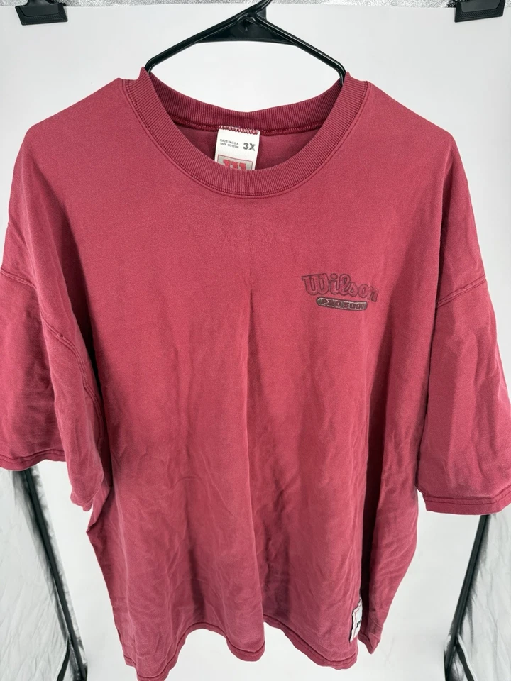 复古男式 3XL 红色 Wilson Pro 5000 T 恤美国制造 100% 棉 — 第 2/4 张图片