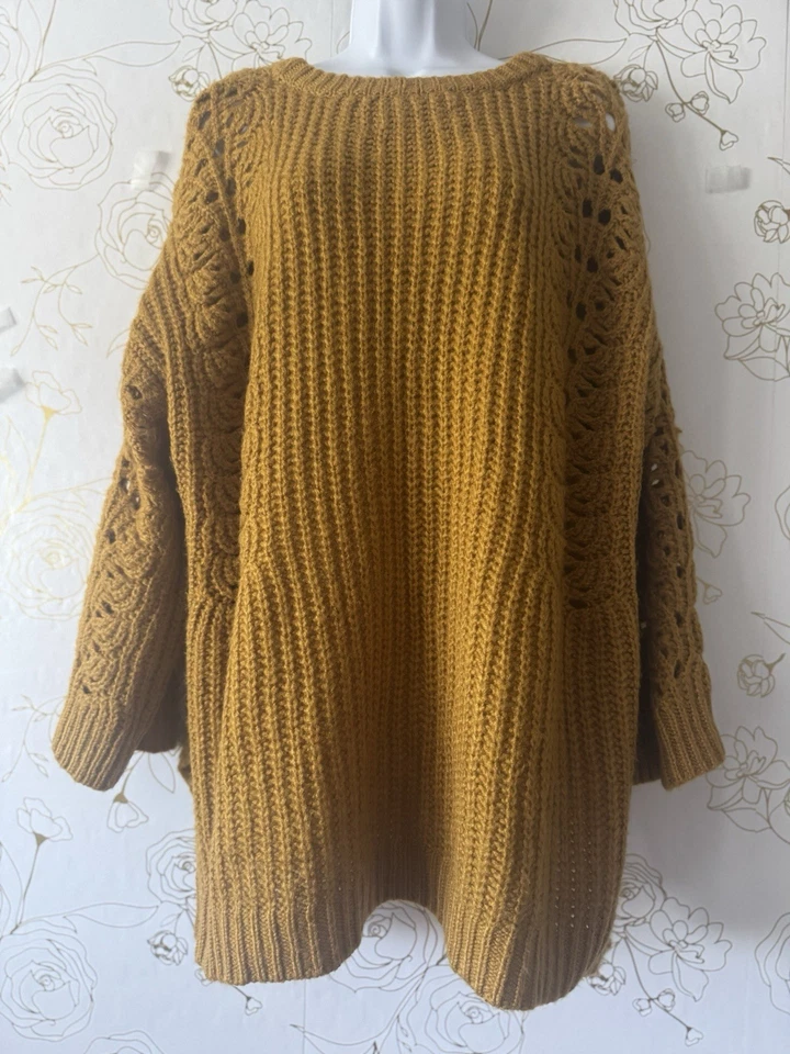 Suéter Anthropologie Pilcro Mujer Talla Grande Gran Tamaño Punto Pointelle Dorado 60 Foto 2 de 4