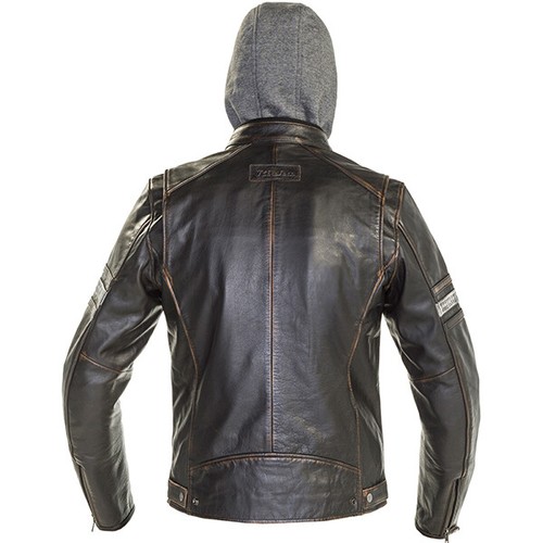 RICHA Toulon 2 Sports Leather Motorbike Jacket Scooter + Hood Urban Retro Black - Picture 3 of 6