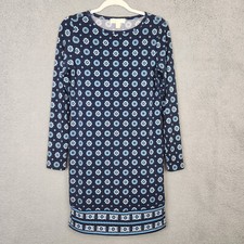 Michael Kors Women’s Shift Dress Size S Blue Stretch Geometric Long Sleeve