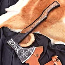 CUSTOM HAND MADE VIKING AXE HATCHET INTEGRAL TOMAHAWK HIGH CARBON STEEL 2623