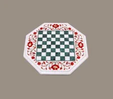 21" Chess Board white Marble chess Table Top inlay Home room decor k20