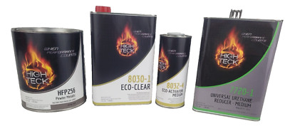 High Teck HFP256 GM WA382E Pewter Metallic Basecoat Paint, 8030 Clear & Reducer