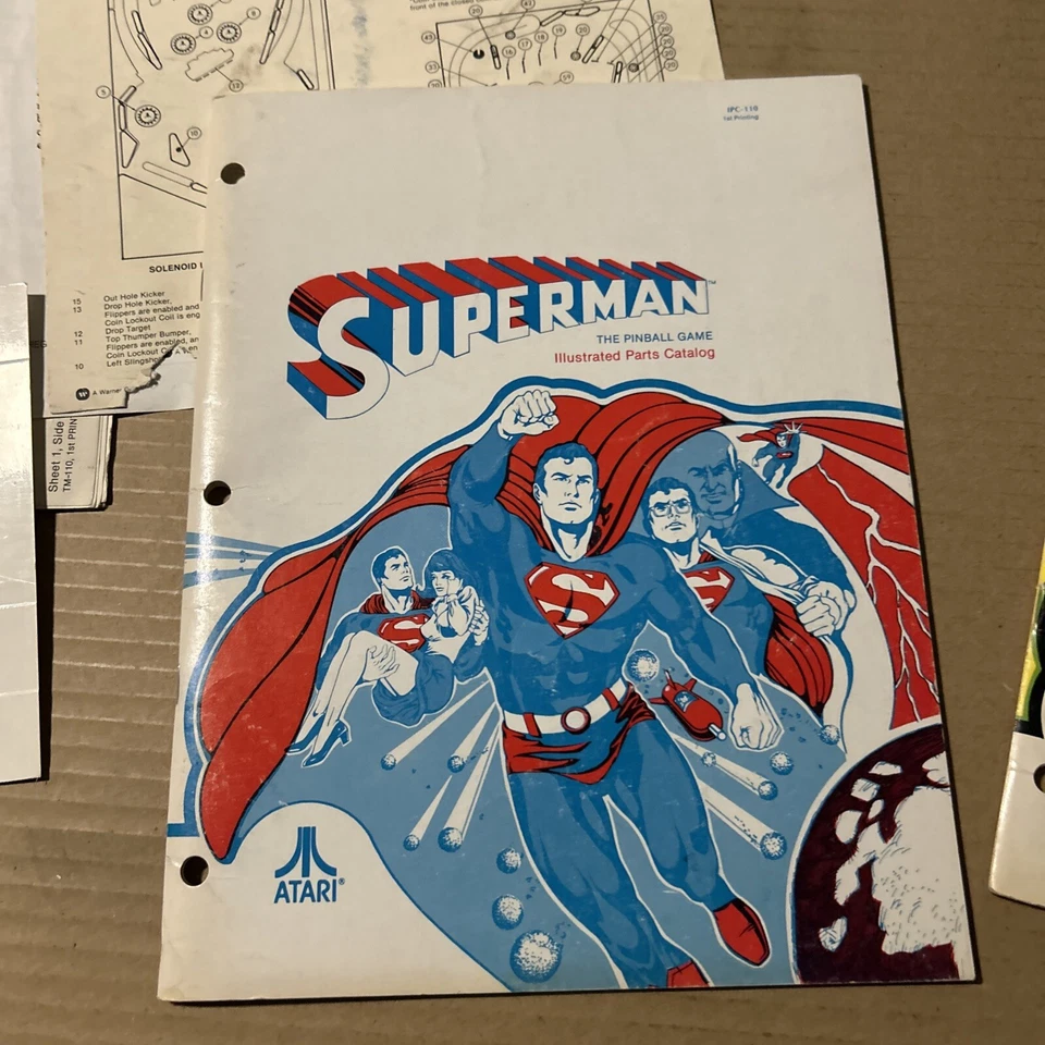 Juego original de fábrica Superman Atari Pinball juego arcade manual del propietario Foto 4 de 4