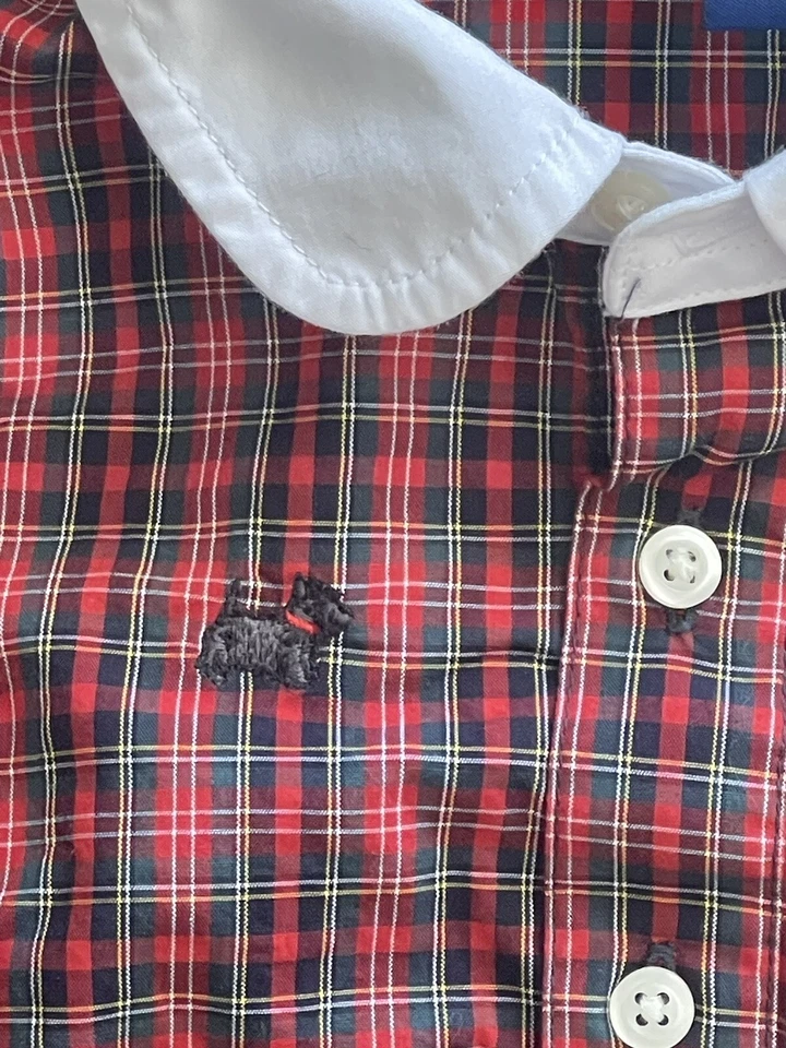 Vestido Polo Ralph Lauren Rojo Popelina a Cuadros Cintura Caída Bordado Scotty Dogs 10 Foto 3 de 4