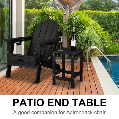 36*36*47cm Single Layer Square HDPE Side Table Black - Picture 14 of 23