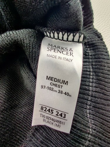 Marks and Spencer Men's M 1/4 Zip Jumper Black Pullover Italian Made Sweater - Picture 6 of 11