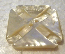 Antique button  large square design pierced  iridescent color 2 hole flat button