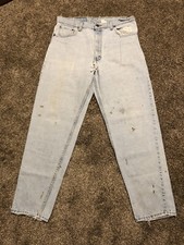 Vintage 90s Levi's 550 Red Tab tapered Jeans Made in USA. painted faded shredded