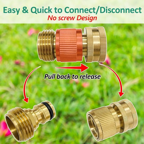 8-Set Brass Garden Hose Quick Connectors 3/4" GHT No-Leak Male & Female - Picture 3 of 8