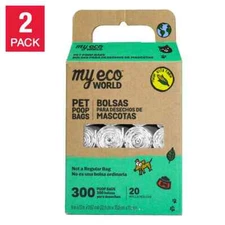 MyEco World Poop Bags 40 Roll Pack, 600 Bags Total