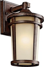 Atwood 11" Outdoor Wall Light with Light Umber Mist Glass and Brown Stone, 1-Lig