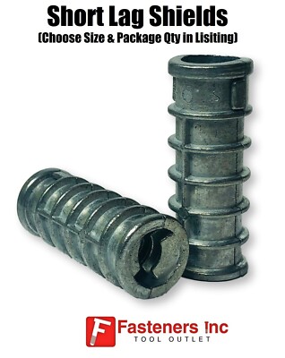 SHORT Lag Screw Shield Anchor Zinc Alloy 1/4'' 5/16'' 3/8'' & 1/2'' Choose Pack Size