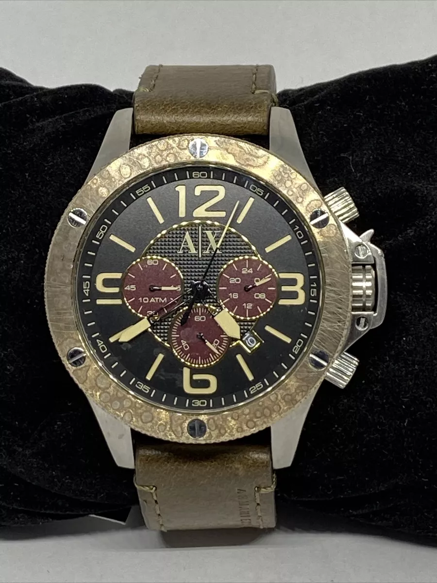 Armani Exchange AX1604 Men s Brown Leather Analog Black Dial Quartz Watch JK194