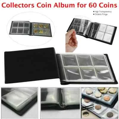 ADL 60 Coin Collection Album Coins Penny Money Storage Case Holder Folder Book UK