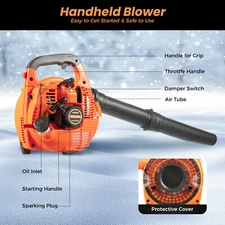 25.4cc 1HP 7000rpm Heavy Duty Handheld Leaf Blower Gas Blower 2 Stroke EB-260