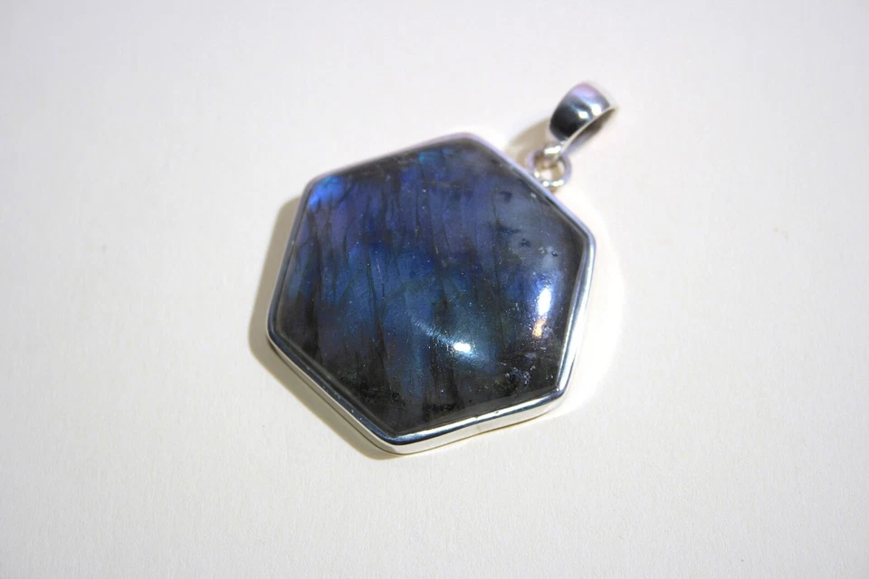 edelsteine24 Sehr schöner echter Labradorit Anhänger Silber 925 55x43mm! A-232 - Bild 3 von 4