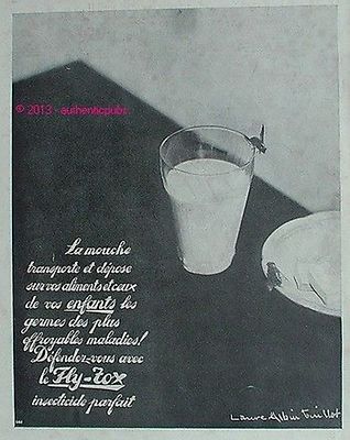 FLY TOX FLY INSECTICIDE FLY AD SIGN LAURE ALBIN GUILLOT 1930 AD RARE