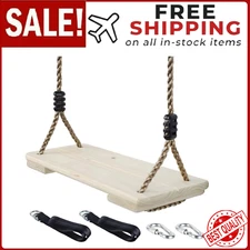 Wooden Swing Seat Nostalgic Outdoor Wood Swing for Kids Tree Swing for Adults