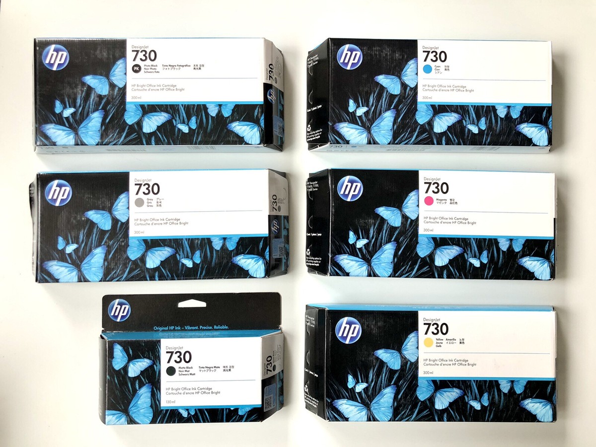 6 x Original Ink HP DesignJet T1600 T1700 T2600 / No. 730 P2V73A