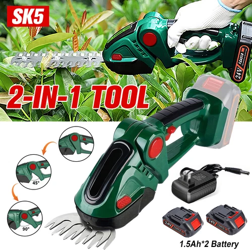 2 in 1 Handheld Cordless Hedge Trimmer Grass Shear Electric Weed Shrub Cutter US - Picture 2 of 19