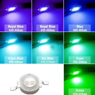 High Power 5W Ice Blue LEDs 450nm 470nm 480nm 490nm 520nm 535nm Lamp Bulb Light