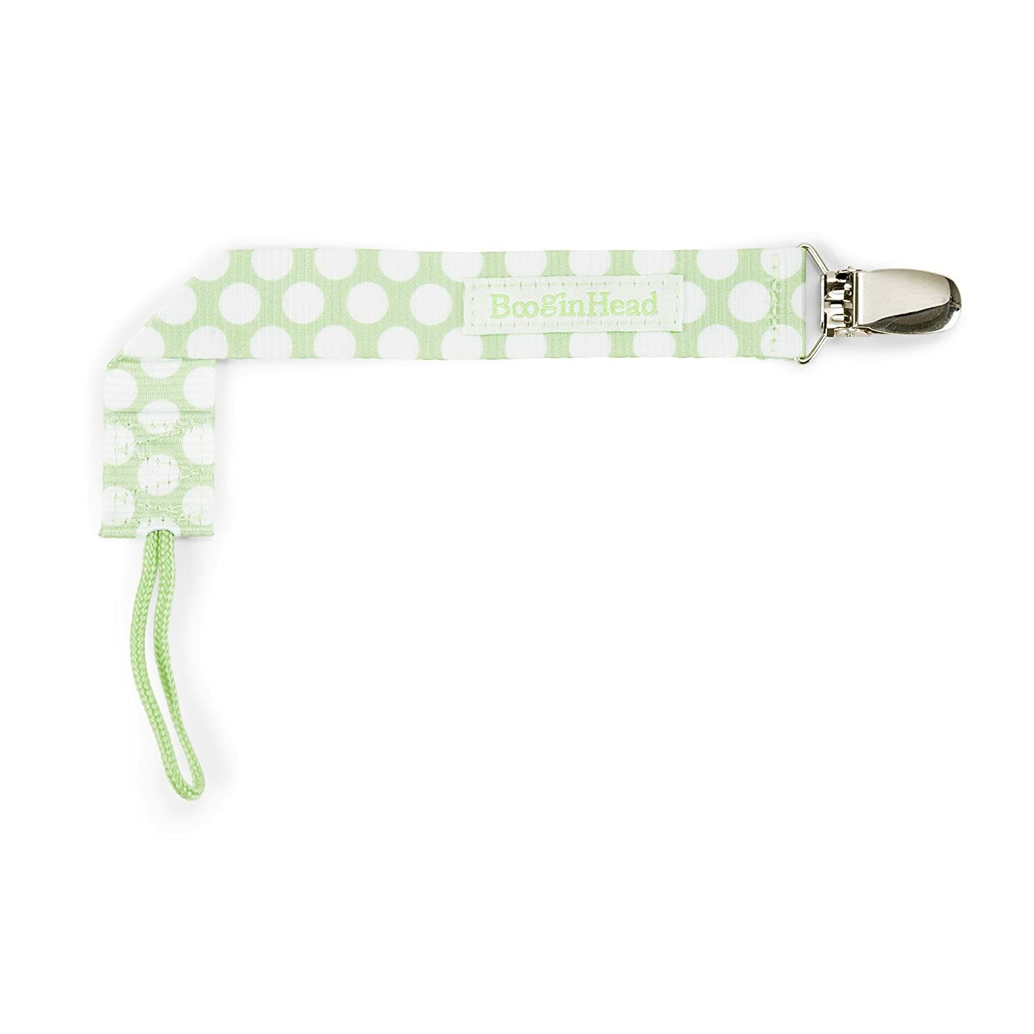 BooginHead Baby Newborn PaciGrip Pacifier Clip Delicate Polka Dots Green / White