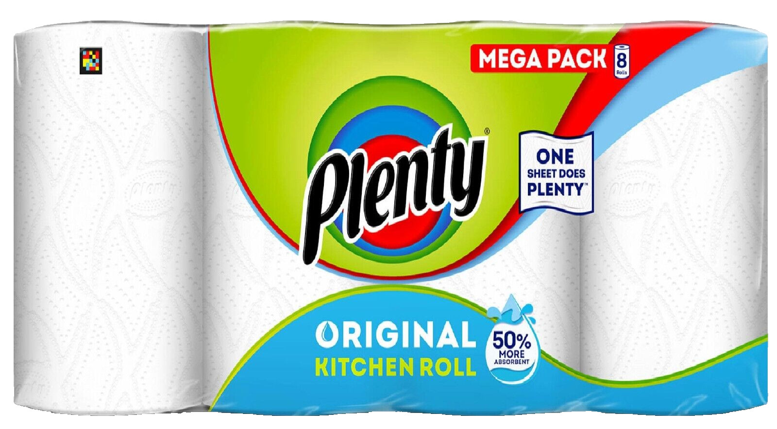 8 x Plenty Kitchen Roll | The Original One | 100 2 ply Sheets Paper Towels
