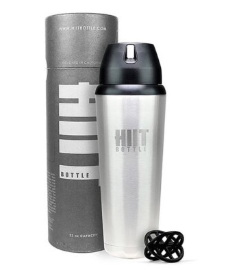 HIIT Vacuum sealed double Insulated, stainless Steel 22oz protein shaker bottle!