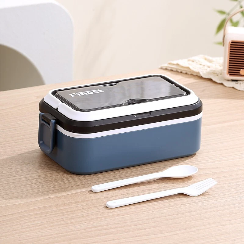 Caja Bento Apilable Acero Inoxidable-1400ML Lonchera con Juego de Utensilios, Sin Fugas Foto 3 de 4