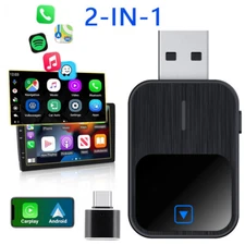 2in1 Wireless CarPlay Adapter Android Auto Car Auto Navigation Player USB Dongle