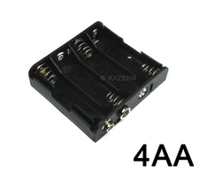 NEW Battery Holder for 4 x AA Cell (6 Volt) Flat Case with 9V Snap Terminal