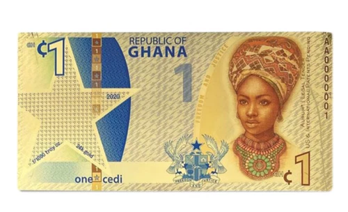 2020 Republic of Ghana 1/1000 oz Gold African Liberty Foil Note