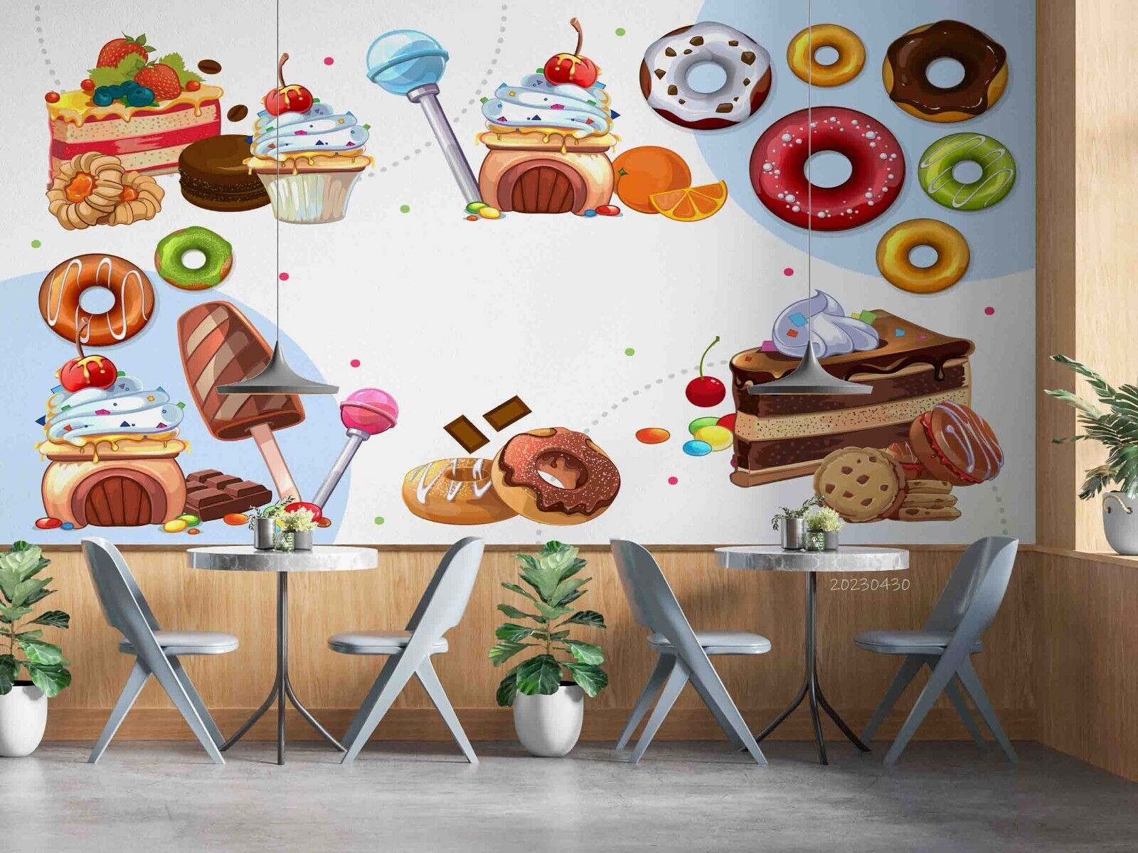 3D Dessert Background Wallpaper Wall Mural Peel and Stick Wallpaper 65
