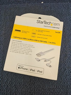 Startech.com LTCUB1MGR Lightning or USB-C or Micro-USB to USB Cable - 1m(3 ft.)