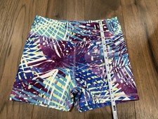 Xersion Quick-Dri Tropical Palm Print Athletic Shorts Girls Large 14