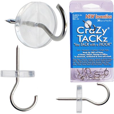 - 2 in 1: Push pin with Hook or Thumb Tack with Hook - New Invention Hang 100...
