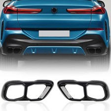 Steel Black Exhaust Muffler Decorative Cover Trim 2pcs For BMW X5 X6 X7 19-23