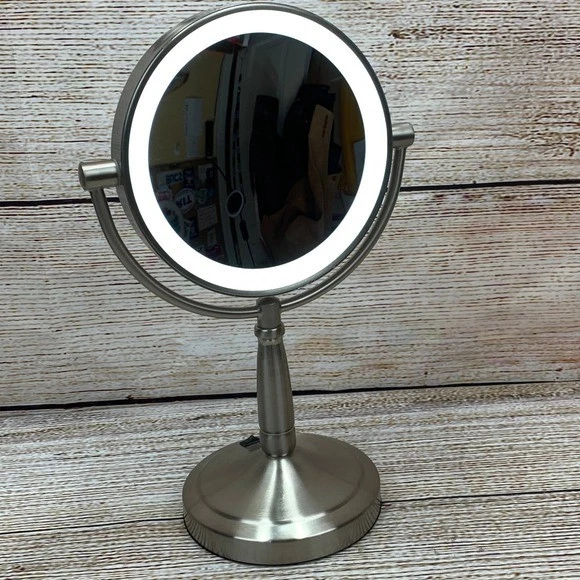 Zadro LED Lighted Vanity Makeup Mirror Brushed Nickel Finish Battery Operated - Image 2 of 4