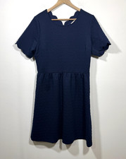 Betsy's Boutique Shop Textured Fit & Flare Dress Womens XL Navy Blue Retro