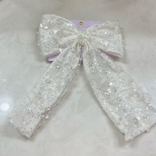 Sunday State Large White Hair Bow, Sequin, Pearl, Flower Detail