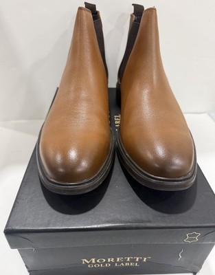 Moretti Gold Label Cognac Brown Leather Dress Chelsea Boots Size 11D Mens