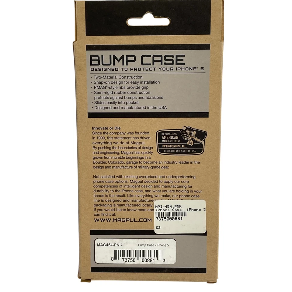 Magpul Phone Case Pink MAG454PNK Bump Case Slim Design for iPhone 5 and 5S - Image 4 of 4