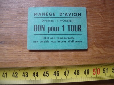 Token Karton Ticket MANEGE FETE FAIRE Flugmanege MONNIER