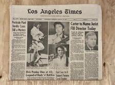 Vintage 8/17/77 LOS ANGELES TIMES Newspaper ELVIS PRESLEY DIES at 42 Complete