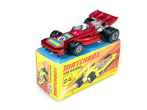Matchbox Lesney Superfast MB24 Red Team Matchbox Race Car w/I Box