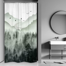 Green Small Stall Shower Curtain for Bathroom Decor 36Wx72H Half Narrow Rv Me...