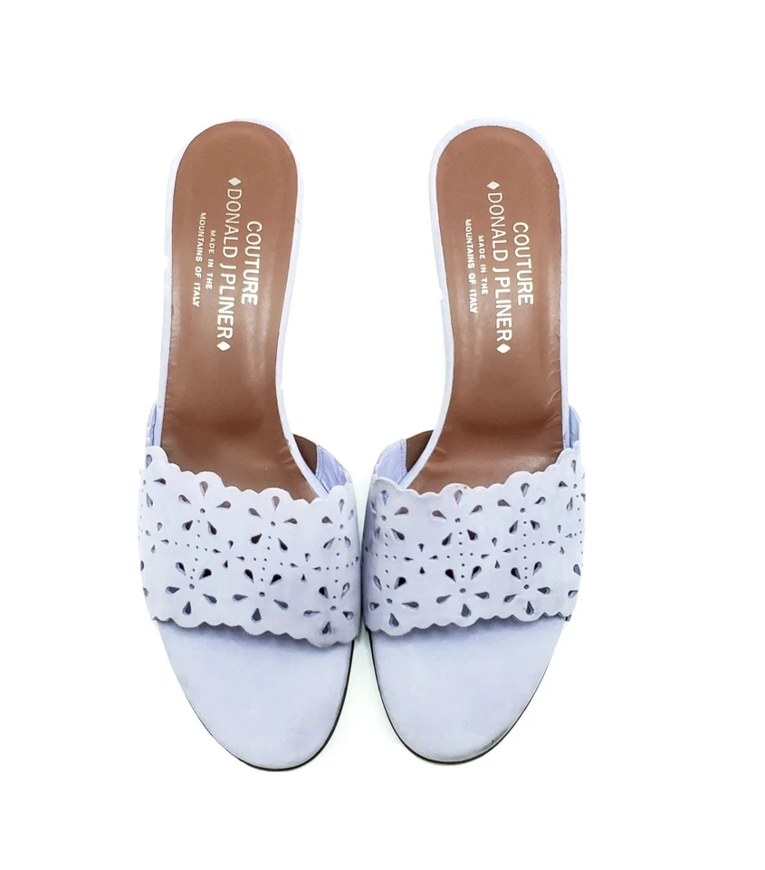 Donald J Pliner Cuero Lila Gatito Tacón Slides Floral Recorte Talla 9.5 N Foto 3 de 4