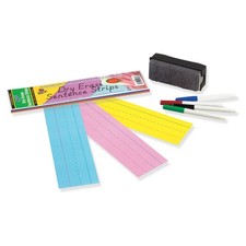 30/Pack 12X3" Dry Erase Sentence Strips Blue Pink Yellow Reusable Lined