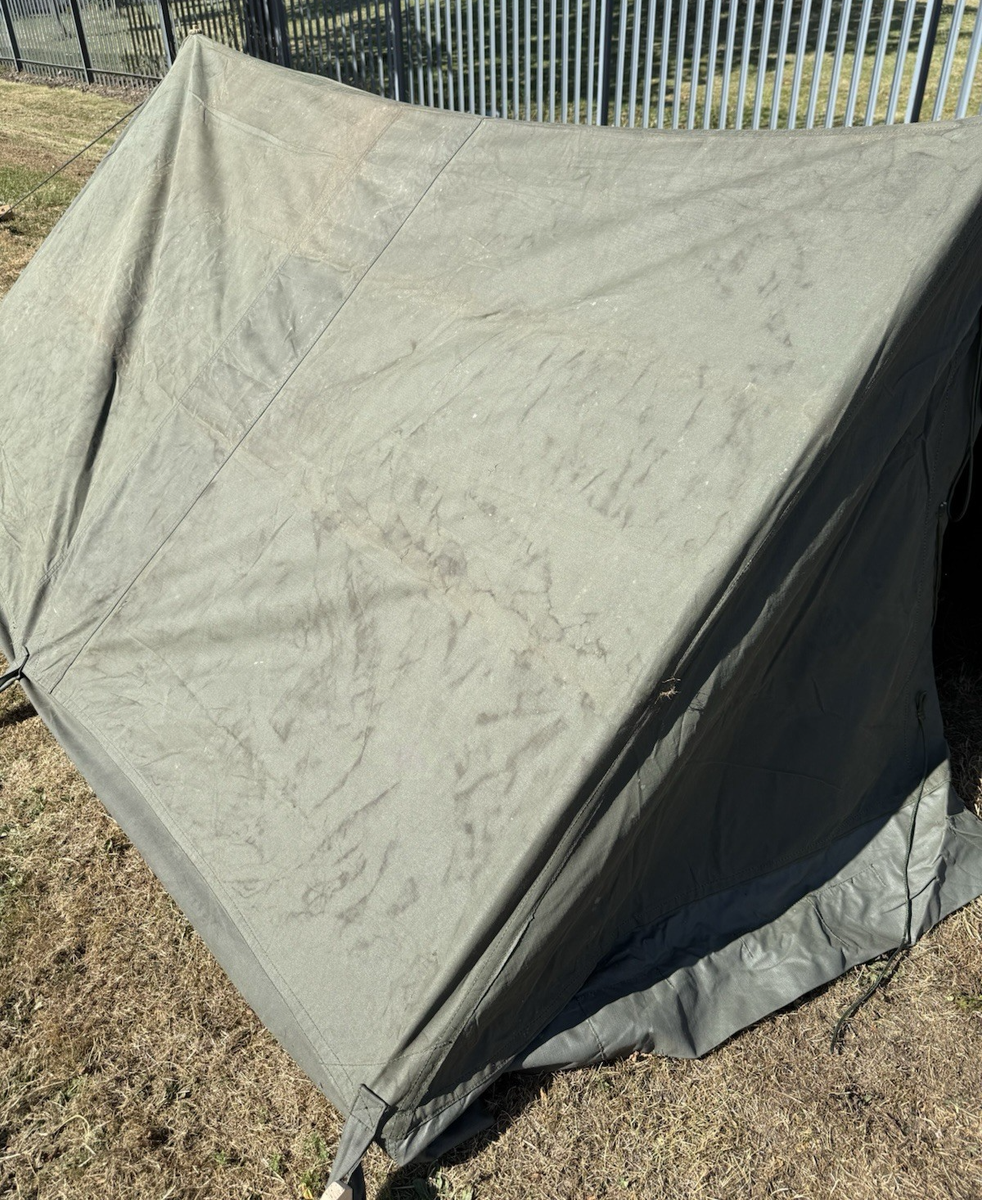 Vintage British Army 1980's 2-Man Drab Canvas Pup Tent Bivouac